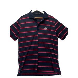 G/FORE Men’s Navy Pink Stripe Short Sleeve Performance Golf Polo Shirt SZ XL